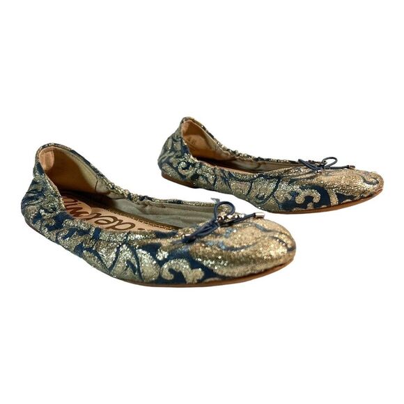 Sam Edelman Womens Size 6.5 Felicia Gold Blue Ballet Flats - Picture 1 of 7